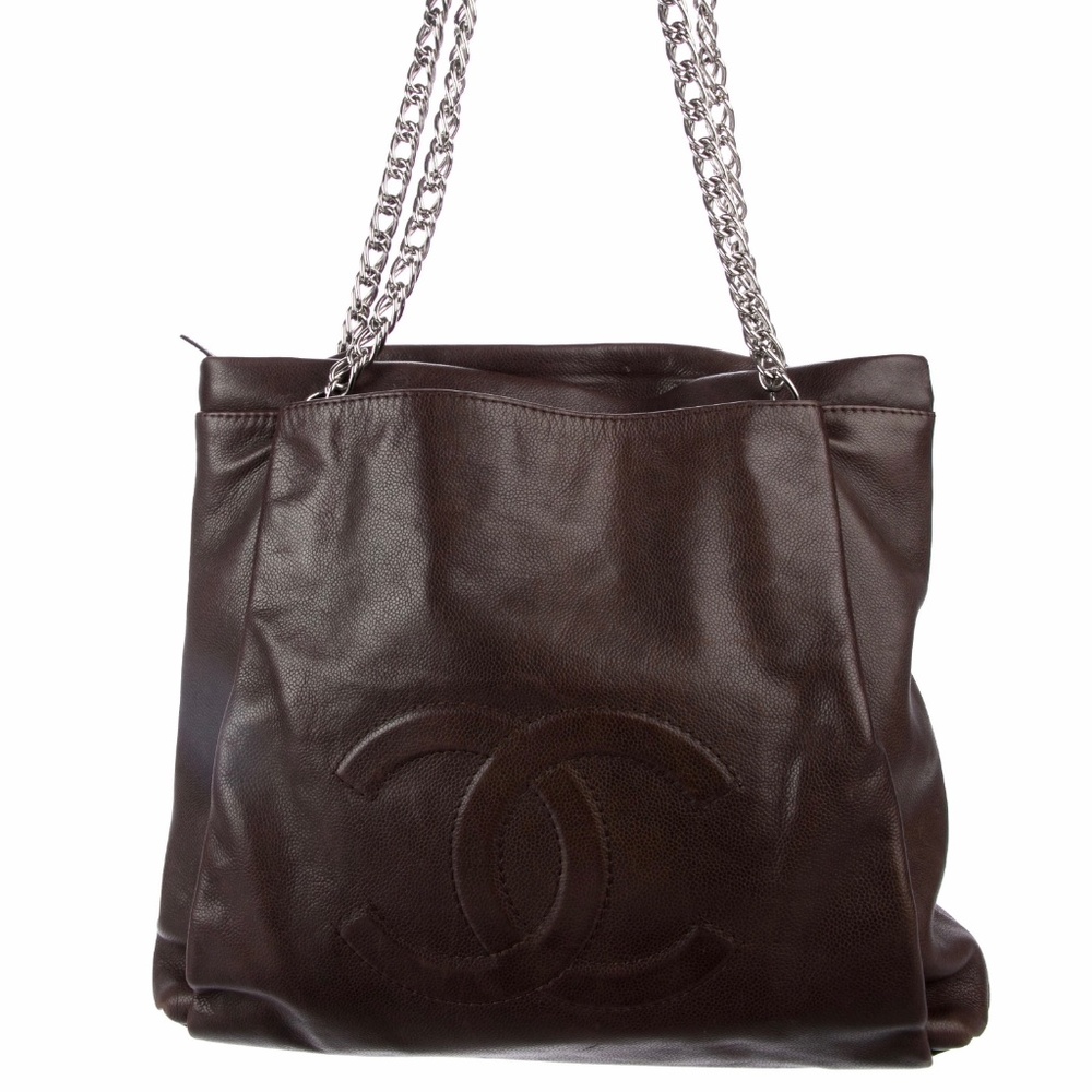 CHANEL Pleated Large Brown Bag
